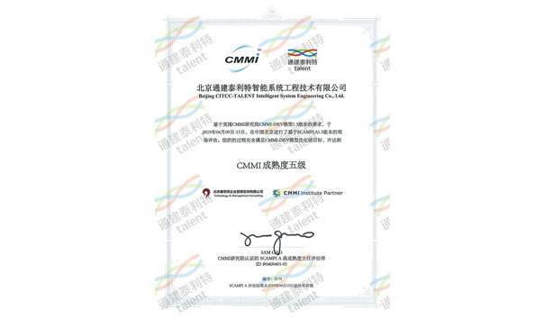 CMMI5项目管理软件认证证书（中文）
