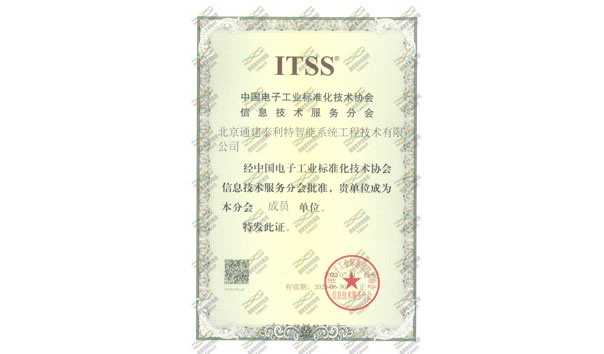 ITSS中国电子工业标准化技术协会信息技术服务分会证书